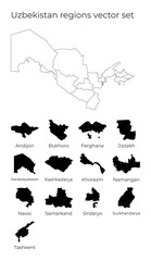 Uzbekistan map with shapes of regions. Blank vector map of the country with regions. Borders of the country for your infographic. Vector illustration.