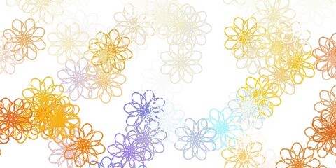 Light Blue, Yellow vector doodle texture with flowers.