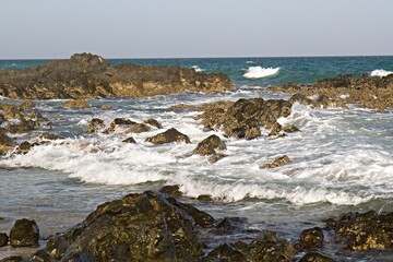 Beautiful and deserted beaches, the amazing waters of the Arabian Sea, super sea swims can be enjoyed on Omani Island Masirah.Oman, Asia
