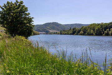 Idyllic view of the bank of the Moselle river nearby Bernkastel-Kues