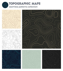 Topographic maps. Attractive isoline patterns, seamless design. Neat tileable background. Vector illustration.