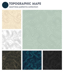 Topographic maps. Artistic isoline patterns, seamless design. Creative tileable background. Vector illustration.