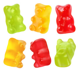 Jelly gummy bears set, isolated on white background