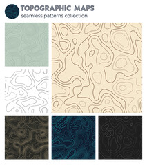 Topographic maps. Awesome isoline patterns, seamless design. Modern tileable background. Vector illustration.