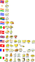 Vector illustration cheese origin world map