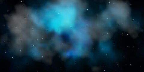 Dark BLUE vector background with small and big stars. Shining colorful illustration with small and big stars. Best design for your ad, poster, banner.