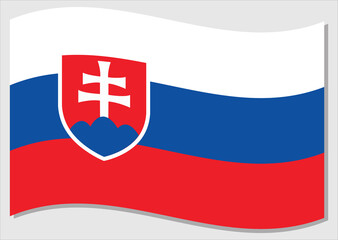 Fototapeta premium Waving flag of Slovakia vector graphic. Waving Slovak flag illustration. Slovakia country flag wavin in the wind is a symbol of freedom and independence.