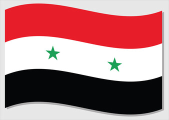 Waving flag of Syria vector graphic. Waving Syrian flag illustration. Syria country flag wavin in the wind is a symbol of freedom and independence.