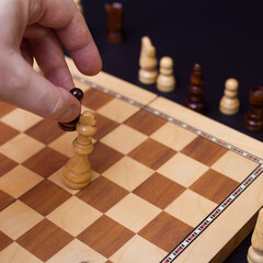 Chess game, check or checkmate, cut a figure, the concept of competition in business.