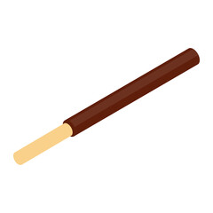 Crispy Wafer Stick with Chocolate or Cocoa filled isolated on white background isometric view
