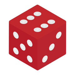 Red game dice isometric view isolated on white background. Casino gambling concept. Vector