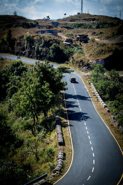 Curvy road on the mountains of Cherrapunjee. road from Shillong to Cherrapunjee in Meghalaya, north east India.
