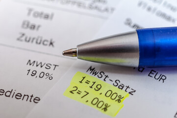 Kaufbeleg, Mehrwertsteuer 19% und Mehrwertsteuersenkung Coronakrise