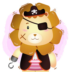 Cute pirates lion king. vector illustration