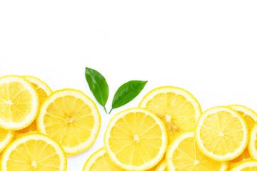 Fototapeta na wymiar Fresh lemon slices isolated on white