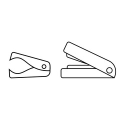 Stapler and anti-stepler in Doodle style, black outline white background, isolated vector illustration, design, decoration, icon, coloring