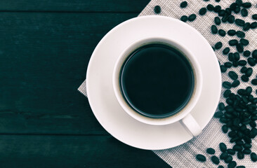 Americano coffee on a black background