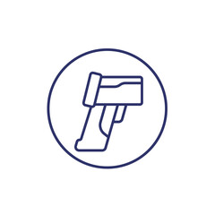 thermometer gun line icon on white