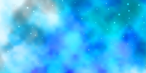 Light BLUE vector layout with bright stars. Blur decorative design in simple style with stars. Best design for your ad, poster, banner.