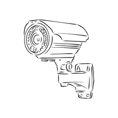 Outdoor surveillance camera. security camera vector sketch illustration