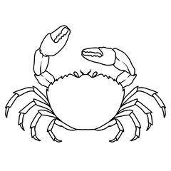 Illustration of sea crab in line style. Design element for logo, label, sign, emblem, poster.