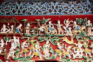 Interior of the golden Shwezigon Pagoda or Shwezigon Paya in Bagan, Myanmar.