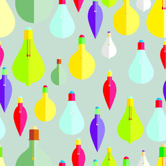 Fototapeta premium Seamless colorful flat light yellow light bulb pattern. Vector illustration. 