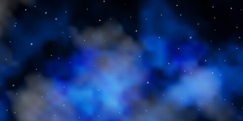 Obraz premium Dark BLUE vector background with colorful stars. Decorative illustration with stars on abstract template. Pattern for new year ad, booklets.