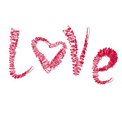 vector word "love"  written by scribble