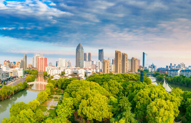 City scenery around Jiangjian Park, Wuxi City, Jiangsu Province, China