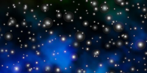 Dark Blue, Green vector layout with bright stars. Colorful illustration in abstract style with gradient stars. Theme for cell phones.