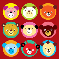 cute teddy bear cartoon card vector set