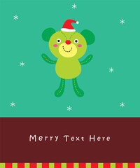 Fototapeta premium cute teddy bear merry christmas greeting card vector
