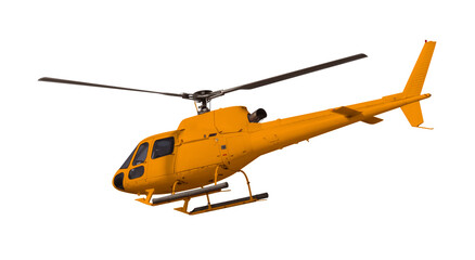 Orange helicopter isolated on white