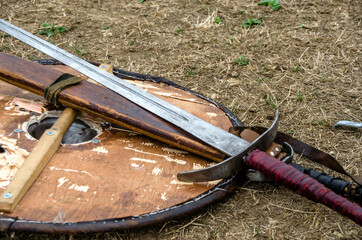 Obraz premium Beautiful iron weapon on the ground