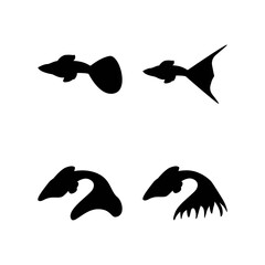 guppy fish set silhouette vector design template illustration - obrazy, fototapety, plakaty