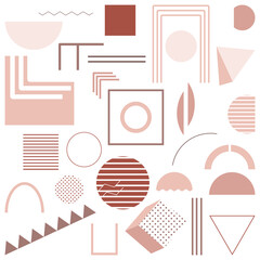 Simple vector decorative geometric elements. Cartoon trendy set, modern design. Contemporary doodle illustration with hand drawn various shapes.