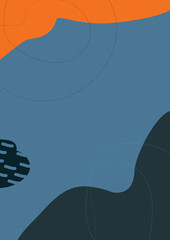 Contemporary doodle illustration with hand drawn various blue, orange neon shapes. Simple vector decorative pink geometric elements. Cartoon trendy set, modern design for wall decoration,