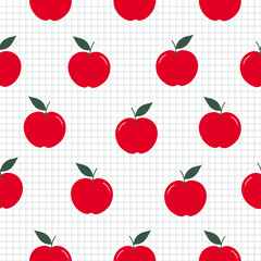 Red apple background Seamless pattern The pattern is randomly scattered and has a square grid as a wallpaper. Designs used in textile, fabric, publication, gift wrapping, vector illustration