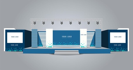 Event Stage design for business conferences, corporate projects presentations, shareholders event or meeting with slides on projection screens.