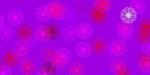 Light Pink, Red vector doodle background with flowers.