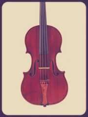 Fototapeta na wymiar Contemporary hand made violin by artisan antiquized as older look requested
