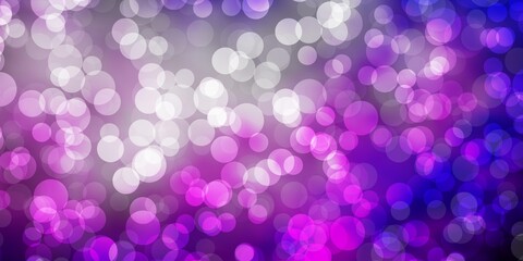 Light Purple vector texture with circles. Illustration with set of shining colorful abstract spheres. Pattern for booklets, leaflets.