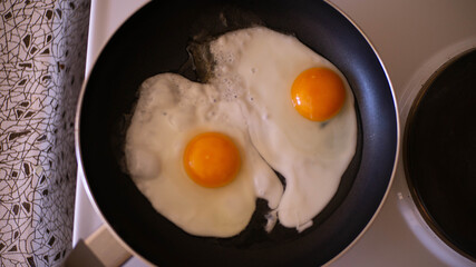 fried egg in a frying pan