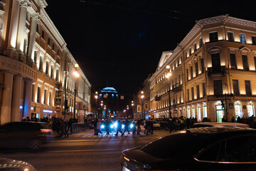 Fototapeta na wymiar Nevsky Avenue in night St. Petersburg