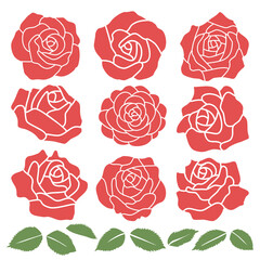 Rose flower icon set - Vector illustration