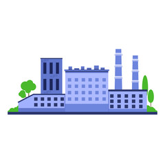 Factory building, production on a white background. Vector illustration, flat design.
