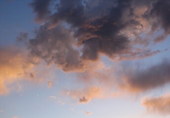 sunset, clouds of different colors