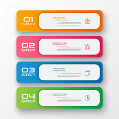 Business infographics template 4 steps rectangle,Vector illustration.