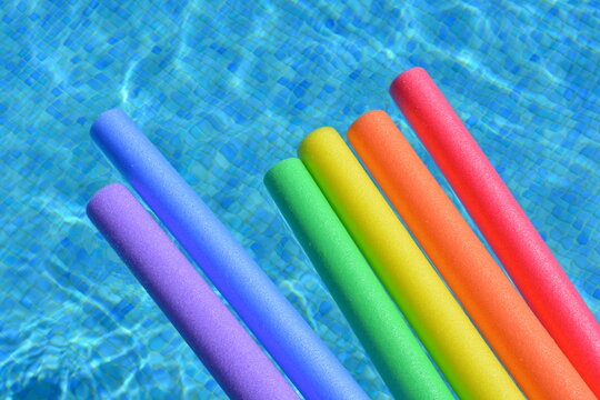 Pool noodles on swimming pool